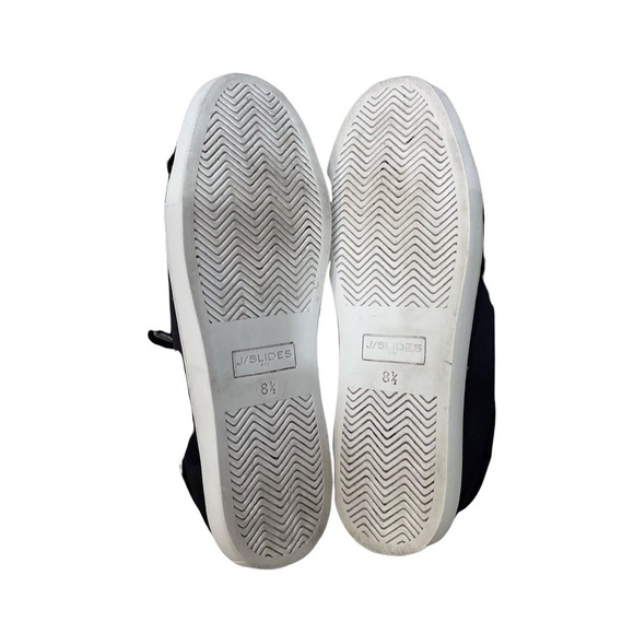 J/Slides NYC Alpha Satin Pom Poms Sneaker Black Lace Up Size 8.5 Platform - Picture 9 of 11